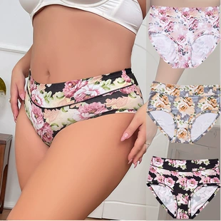 Soft Floral-Print Plus-Size штаны для России, дышащие и безопасные для кожи, антибактериальные