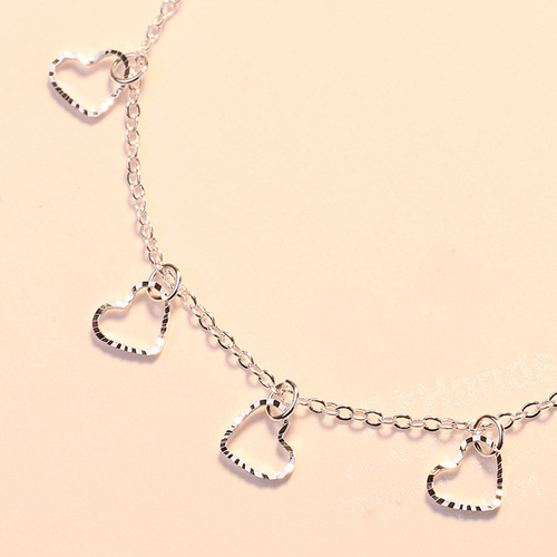 Stylish Hand Jewelry Heart-Shaped Bracelet, European & American Style, Single-Layer Peach Blossom Mini Heart Anklet—Wholesale from Taobao Manufacturer Sources