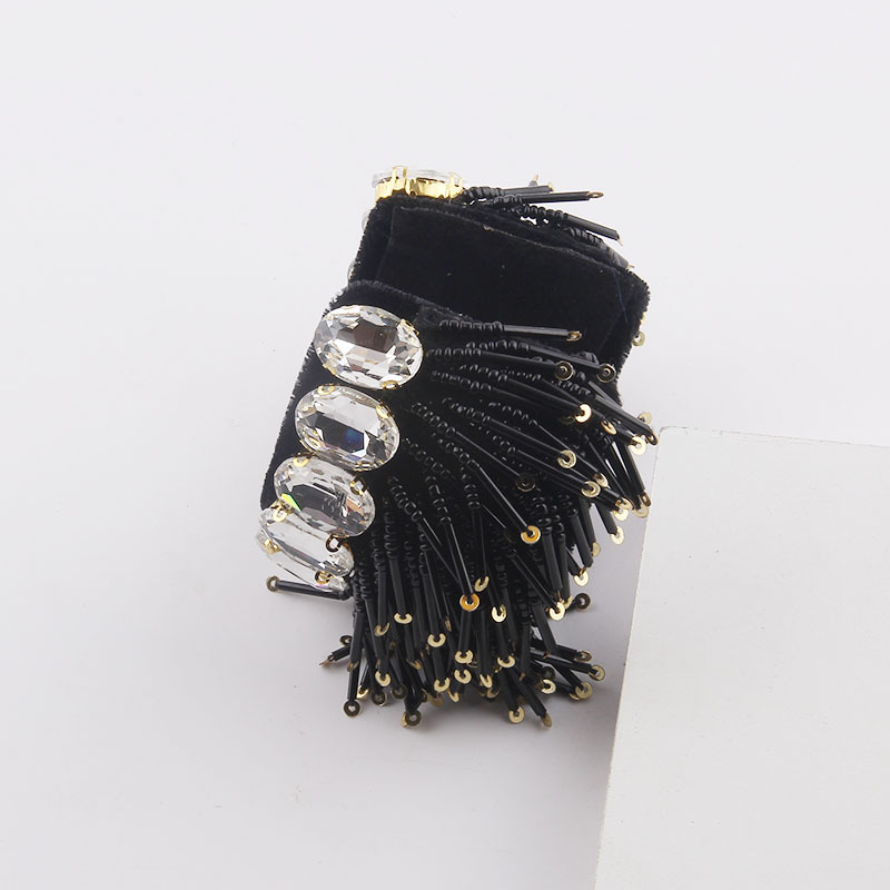 Baroque diamond-studded gemstone beads tassel bracelet