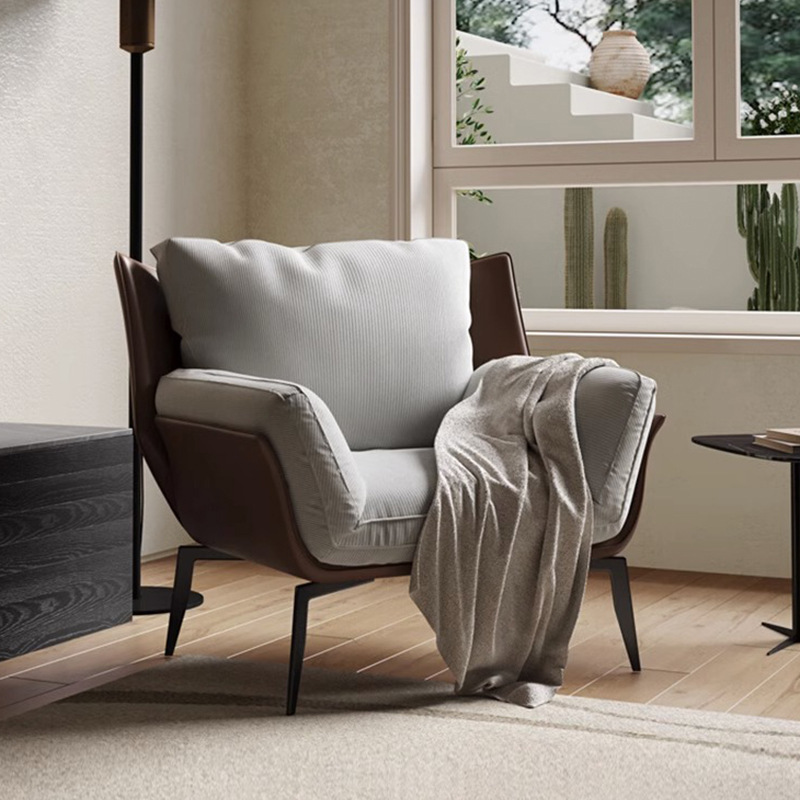 Italian Minimalist Sofa Chair Designer Fabric Leather Modern Simple Leisure Chair Living Room B&B Negotiation Chair