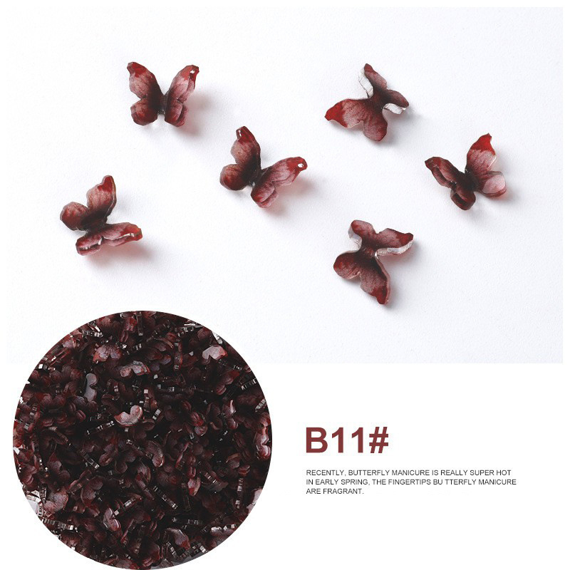 Acrílico mariposa resina tridimensional accesorios de uñas accesorios de flores plástico transparente uñas hechas a mano material DIY image 24