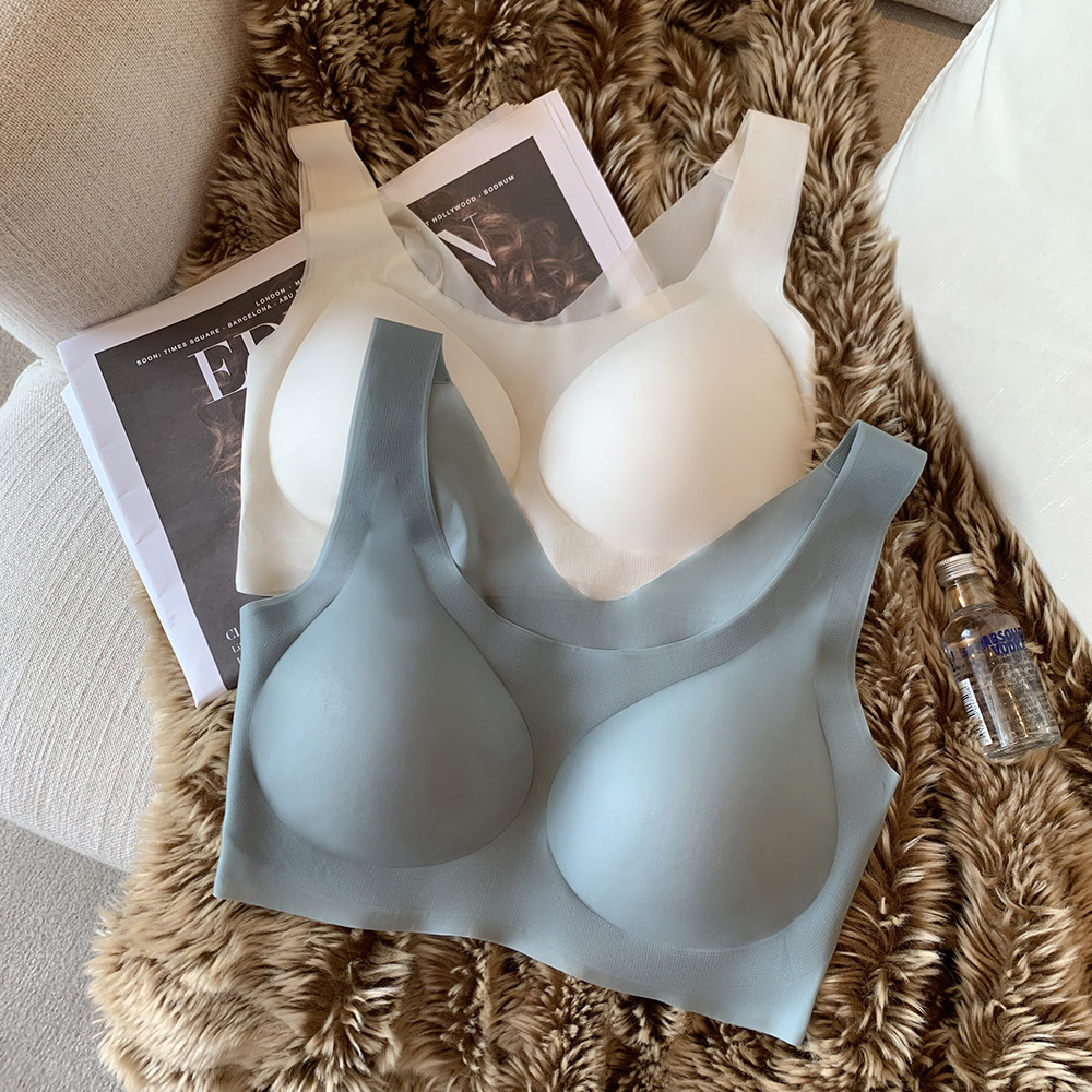Verano japonés de seda de hielo ultrafino sin costuras chaleco ropa interior pecho-recepción invisible de una pieza sujetador fijo 668