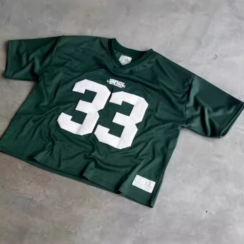 Cross-border American retro jersey short-sleeved 3D printed digital print mesh street sports style T-summer loose top