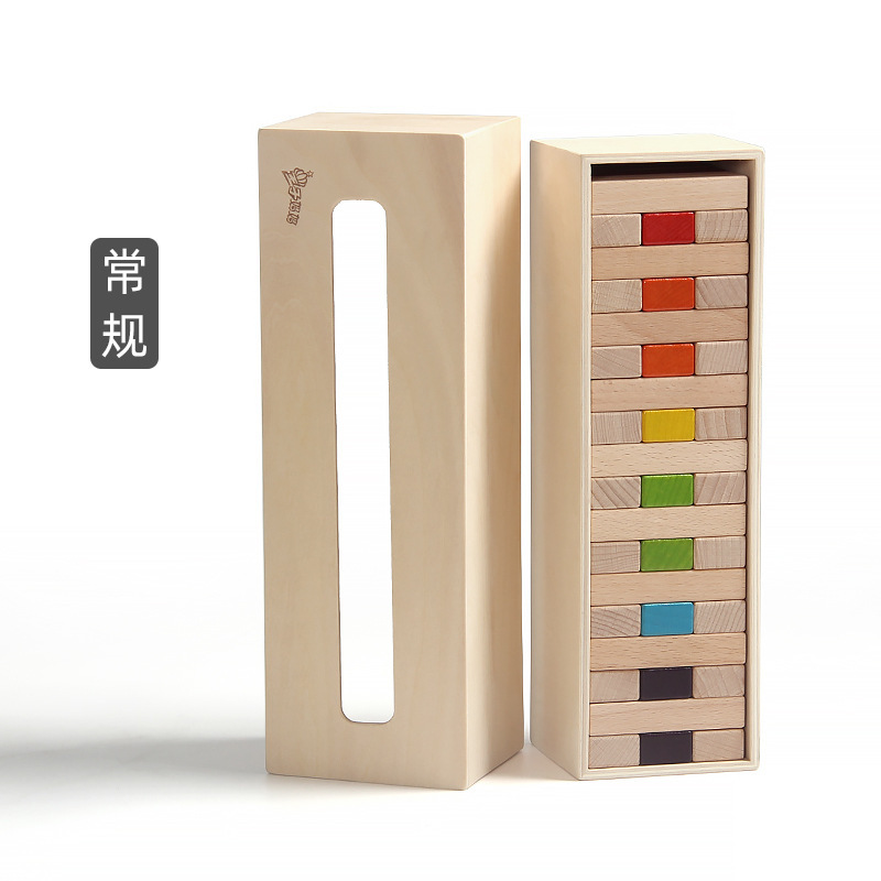 Madera maciza Jenga Le escritorio de ocio para padres e hijos números apilados bloques de construcción altos rompecabezas de madera para niños juguetes interactivos de educación temprana