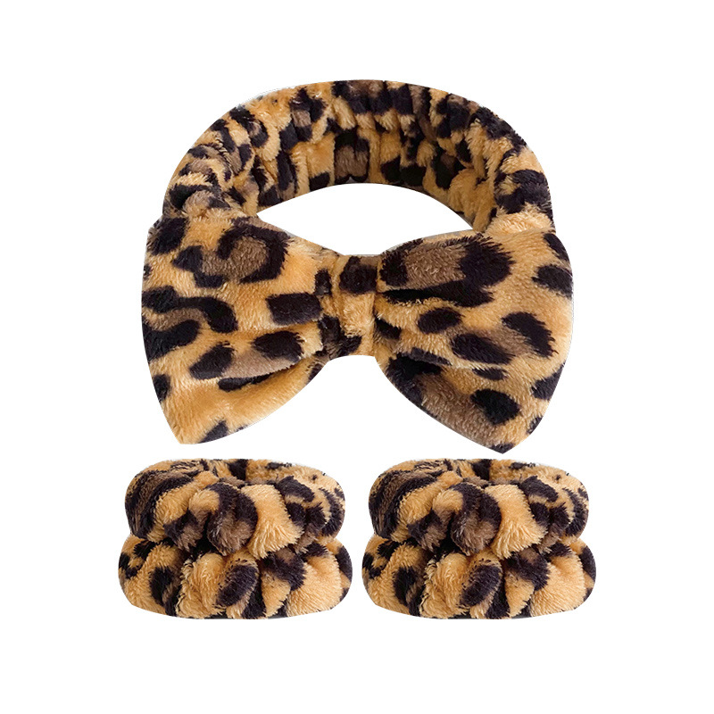 Patrón de tigre europeo y americano arco banda de pelo correa de muñeca traje de lavado de cara de las mujeres diadema estrellado cielo impreso diadema correa de muñeca absorbente