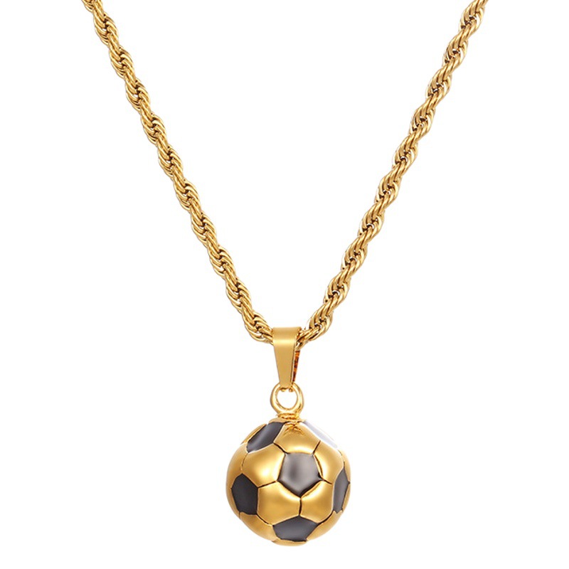 Estilo deportivo europeo y americano ins personalidad 304 acero inoxidable titanio acero fútbol collar hombres creativo copa del mundo todas las mujeres al por mayor