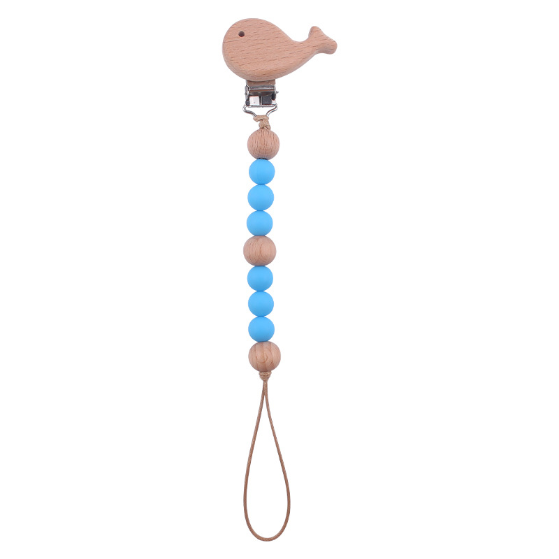 Suministros para bebés de dibujos animados animal de haya chupete clip calmante bebé DIY cuentas de silicona mordedura molar chupete cadena