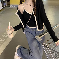 春秋季新款新品时尚开衫套装入秋穿搭高腰阔腿裤休闲三件套女潮