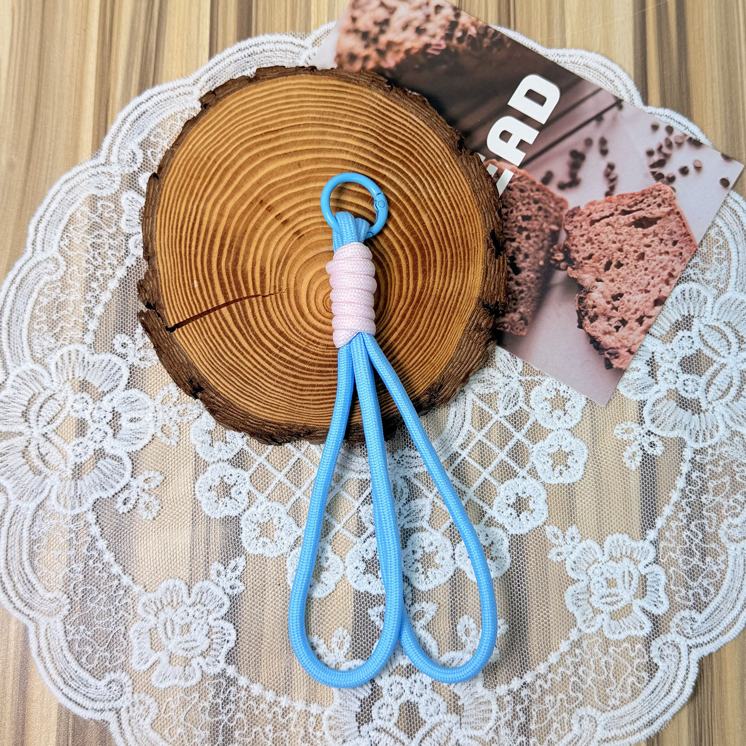 Doble capa de nylon trenzado accesorios llavero bolso colgante de montaña fichaje de peluche muñeca cadena de teléfono móvil colgante con