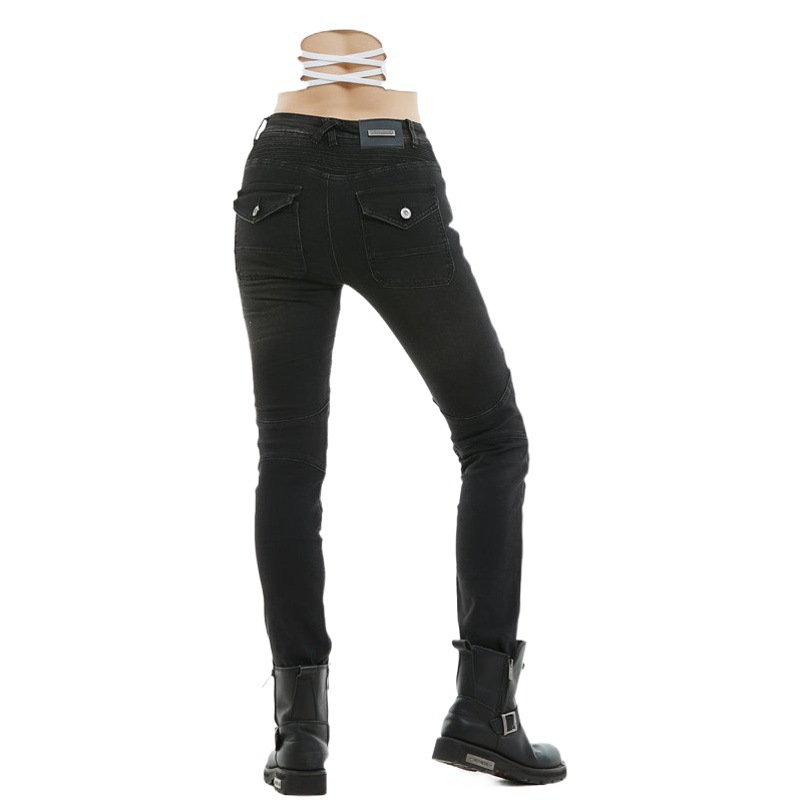 Volero motocicleta jeans de mujer Knight SLIM-Fit stretch angustiado motocicleta jeans montar pantalones anti-caída