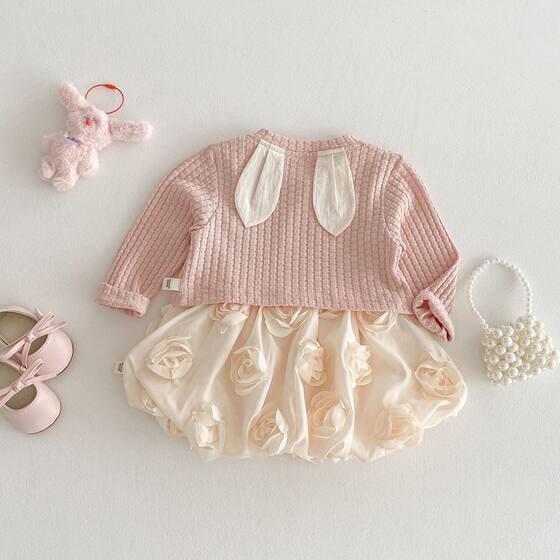 Girls' Korean Style Coat Spring Baby Solid Color Cardigan Children's Western Style Spring Dress dress Years Old Dress Princess Dress