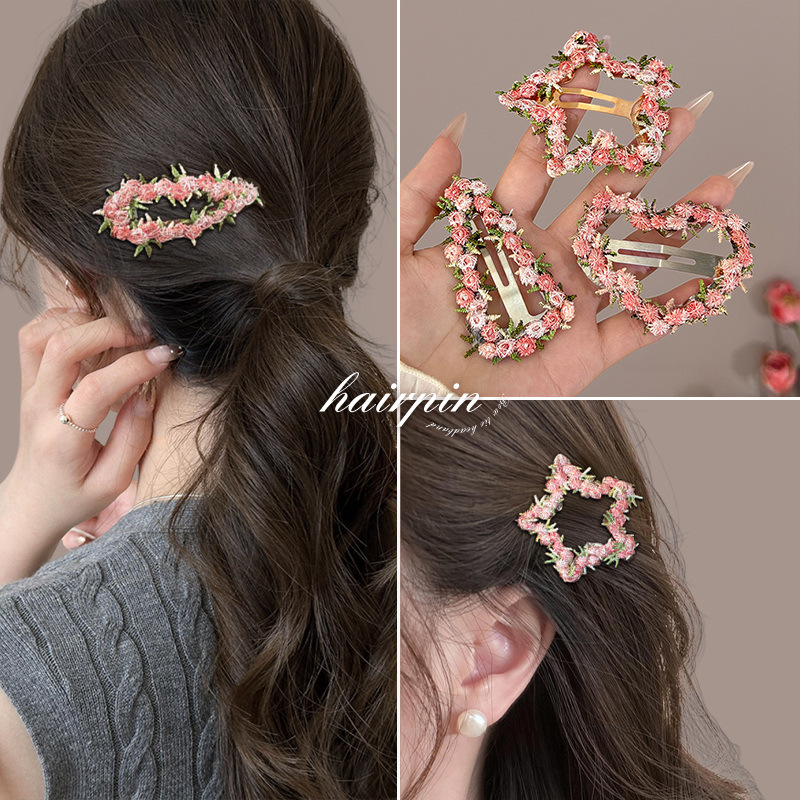 Atmósfera flor horquilla clip lateral lateral 2025 nuevo clip de flequillo horquilla rota clip bb clip de una línea horquilla tocado