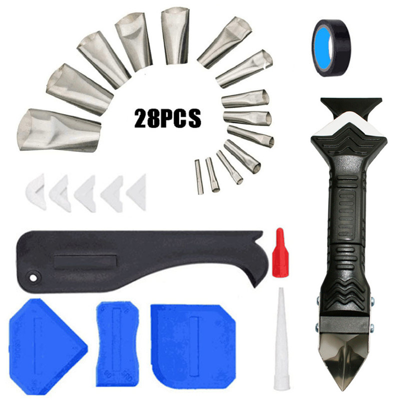 28件套美缝工具不锈钢填缝涂抹喷嘴窗密封胶修整刮板