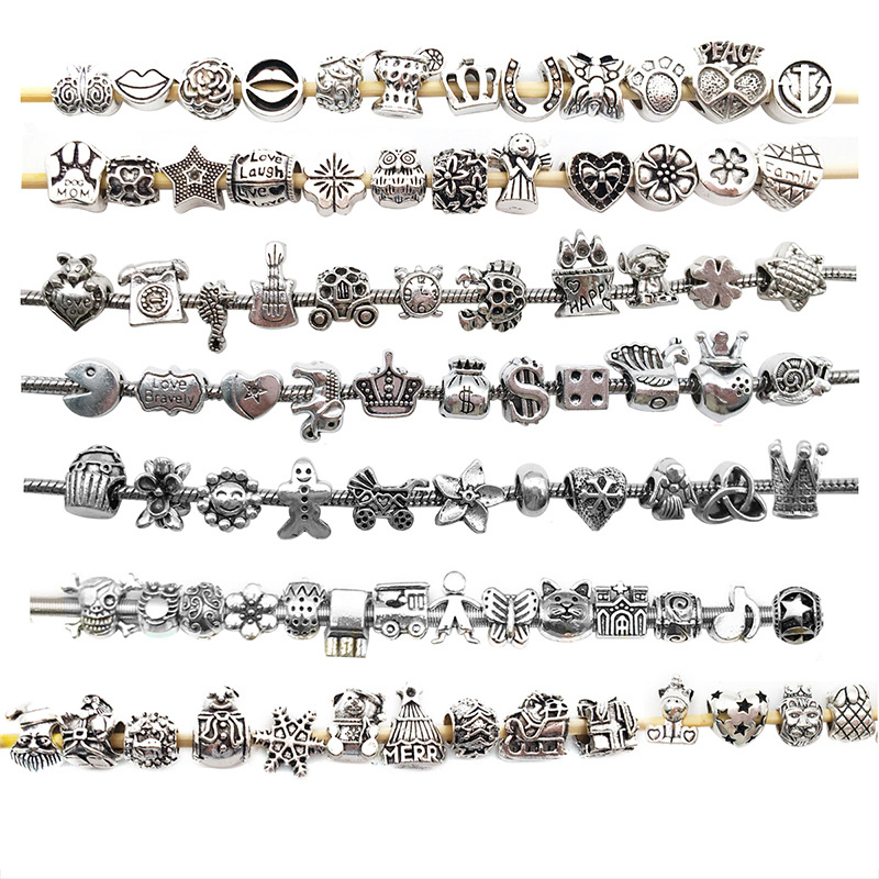 AliExpress Aleación de cuentas mixtas DIY pulsera collar de cuentas de agujero grande accesorios de joyería mariposa Castillo