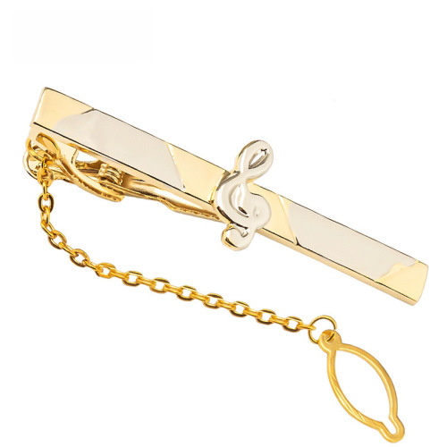 Premium Double Color Gold Plated Music Note Tie Clip, Cross-border Bestselling Casual Copper Tie Clip Wholesale