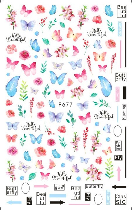 Nuevos productos de primavera de color mariposa pegatinas de manicuras de comercio electrónico transfronterizo pegatinas de manicuras mariposa WG1300-1311
