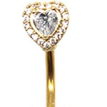 Doble amor europeo y americano transfronterizo anillo de ombligo de acero inoxidable en forma de corazón punción ombligo en forma de corazón clavo ombligo hebilla con incrustaciones de ZIRCON ombligo adornos
