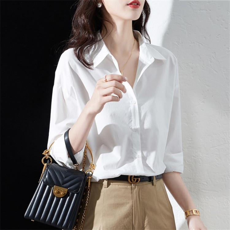 C075-White Shirt Women's Sense of Design 2024 New High-End Elegant Exquisite Design Niche Tops for Women C075-White Shirt Women's Sense of Design 2024 New High-End Elegant Exquisite Design Niche Tops for Women
