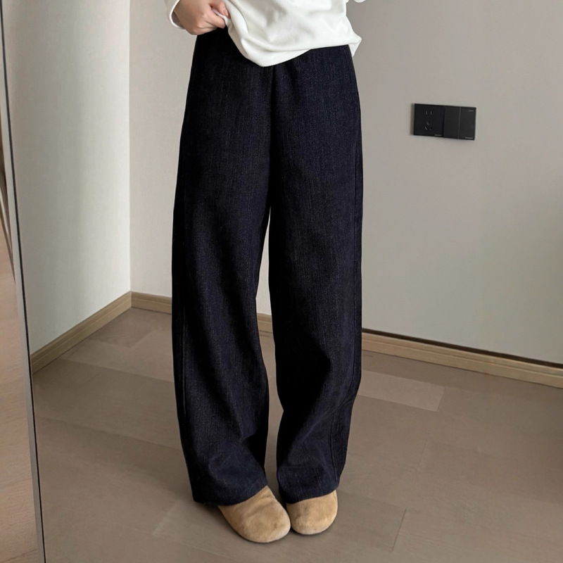 [Full Score Soft Denim] Spring and Autumn Jeans Korean Style Slimming High Waist Straight Loose Casual Versatile Long Pants