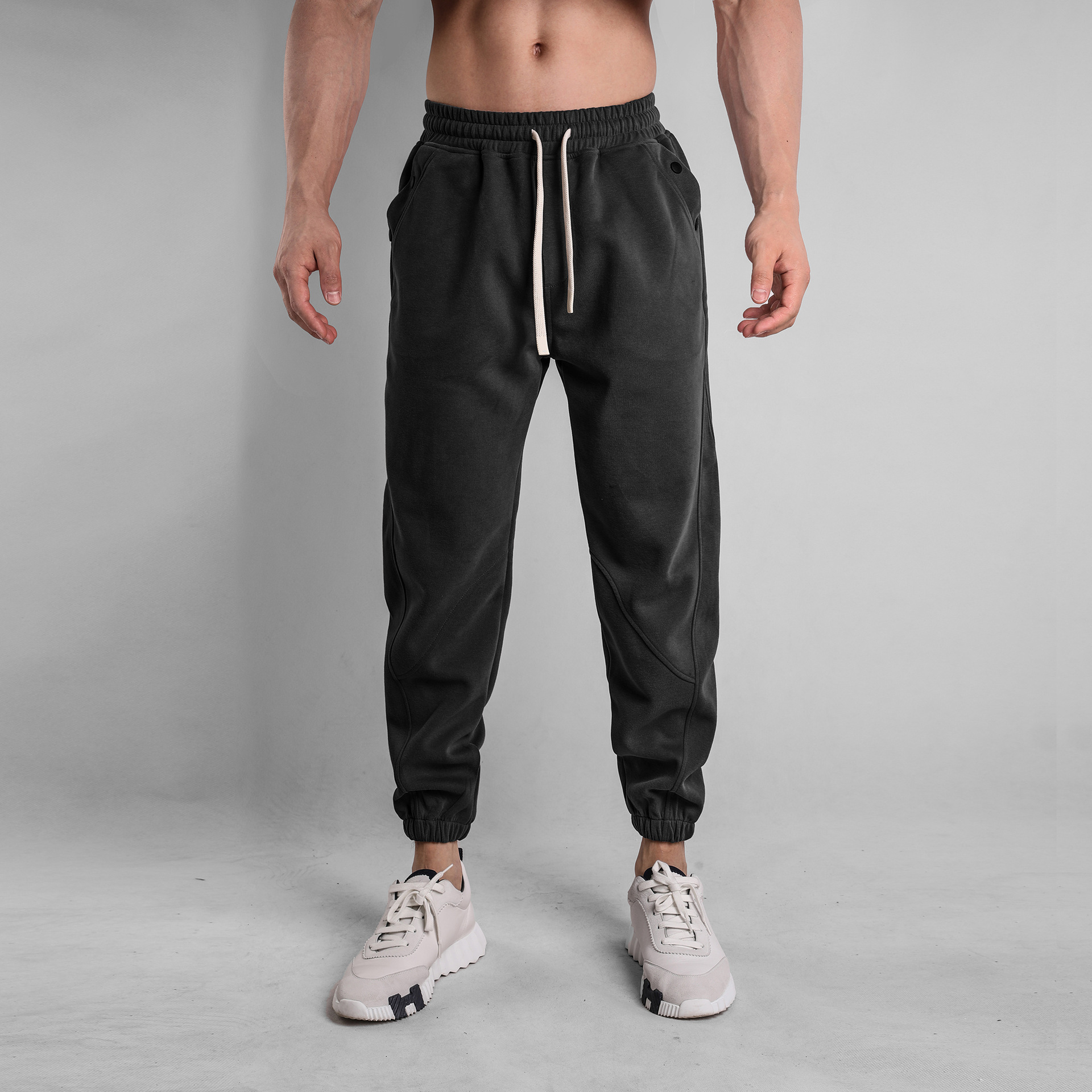 Usar Pantalones deportivos hombres marca de moda suelta correr fitness cropped Pantalones chinos compuesto de algodón transpirable deportes entrenamiento nuevo