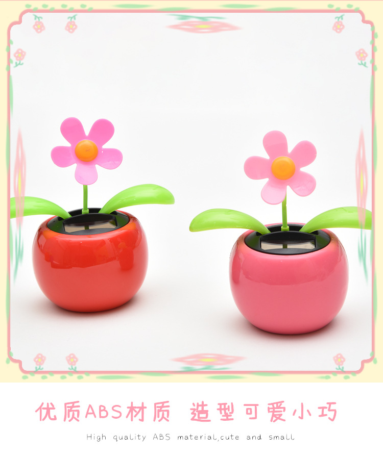 Car-Mounted Swinging Sunflower Creative Solar-Powered Car Dashboard Ornament Car Interior Decoration Apple Blossom for Car