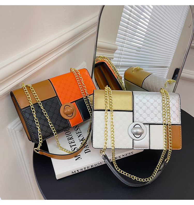 Piccola borsa a tracolla quadrata con catena borsa elegante_voghion.com