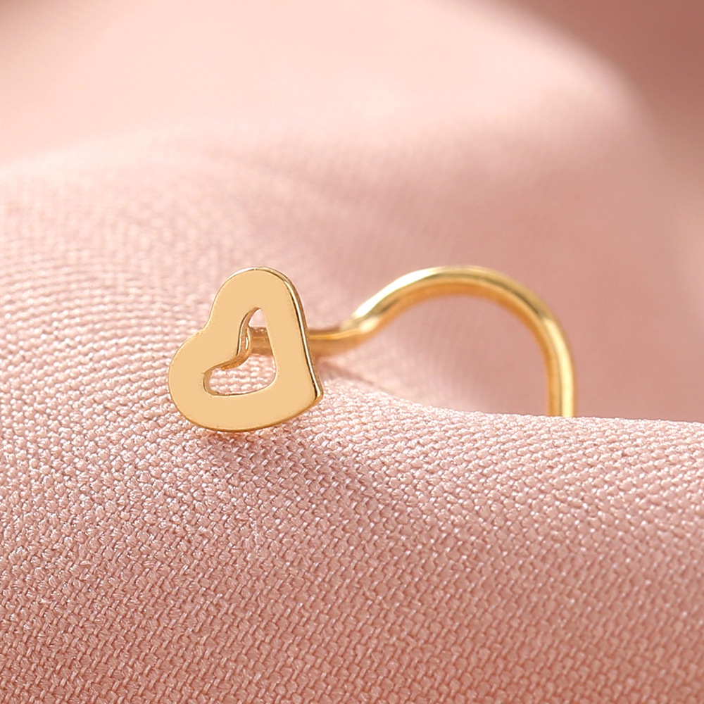 creative stainless steel hollow peach heart nose ring body piercing jewelry