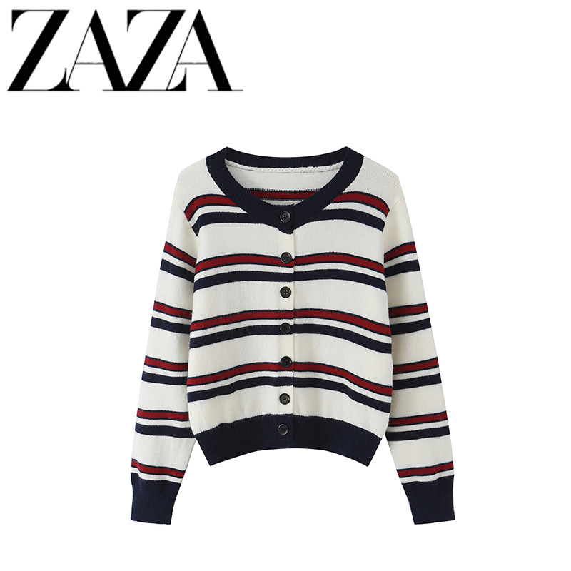 ZAZA estilo europeo al por mayor moda de mujer temperamento casual a rayas de punto suéter image 1