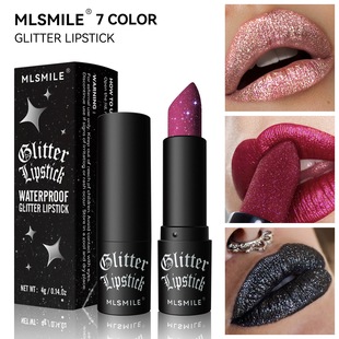 MLSMILE cross-border non-stick Cup matte lipstick flash Diamond lipstick Halloween dark vampire makeup