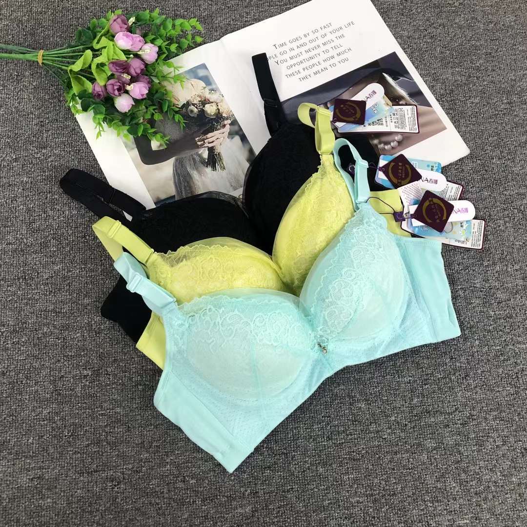 Nuevo sujetador inalámbrico moda Jacquard de encaje transpirable cómodo clásico cuatro breasted ropa interior para las mujeres al por mayor