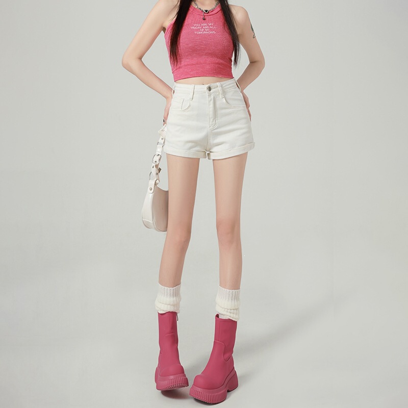 Simple and Versatile Ins-Style Denim Shorts for Women, New High-Waisted A-Line Slimming Denim Straight Shorts for Spring and Summer Simple and Versatile Ins-Style Denim Shorts for Women, New High-Waisted A-Line Slimming Denim Straight Shorts for Spring and Summer