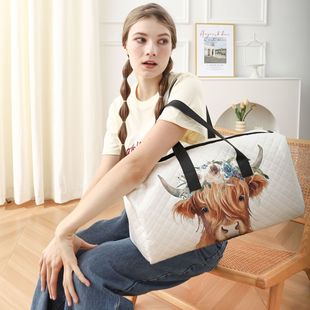 Cross-Border Cow Handbag, Short-Distance Business Trip, Boarding, Large-Capacity Clothing Quilted Travel Bag, Lightweight Fitness Bag