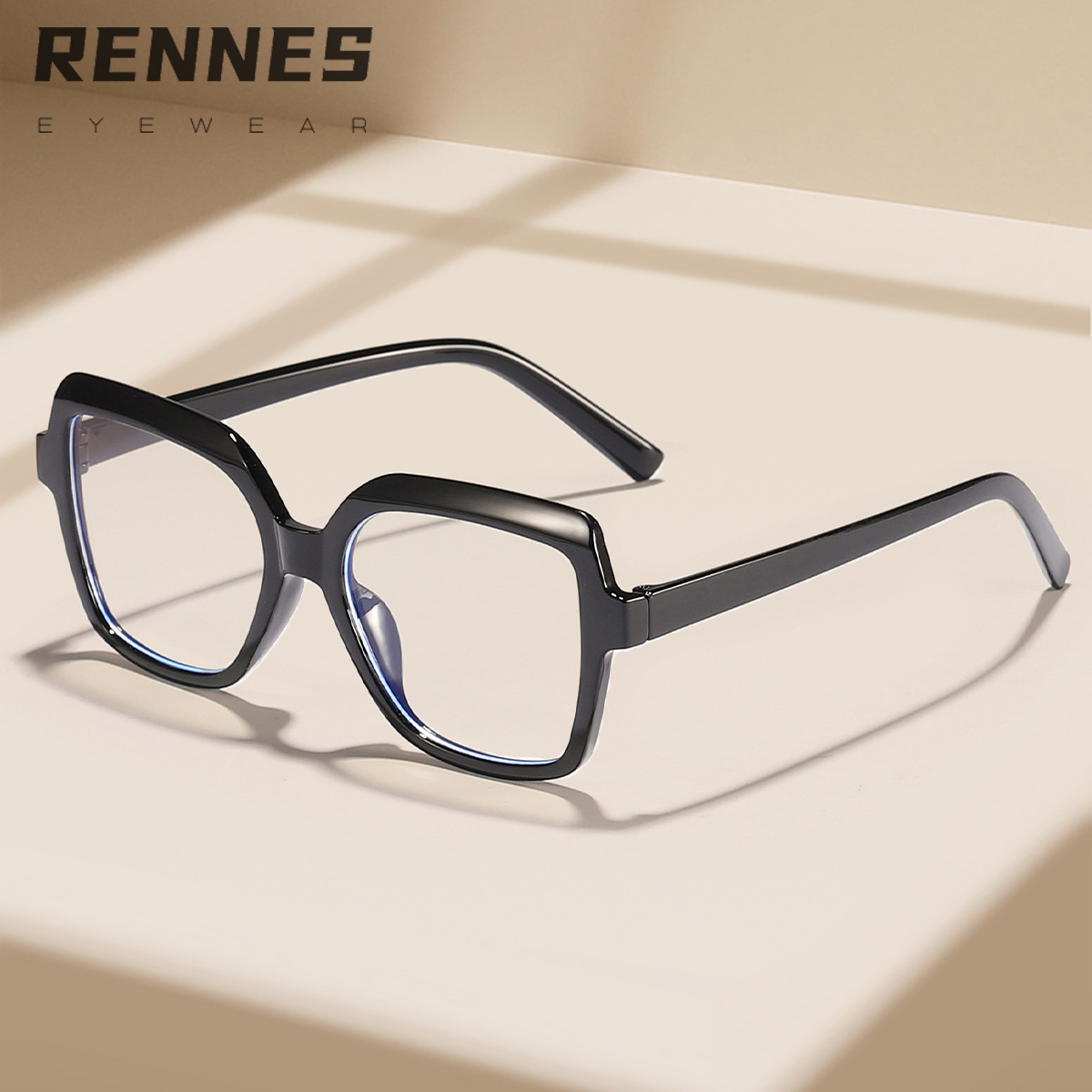 Espejo plano cuadrado de contraste de color europeo y americano transfronterizo, gafas de marco anti-azul de moda