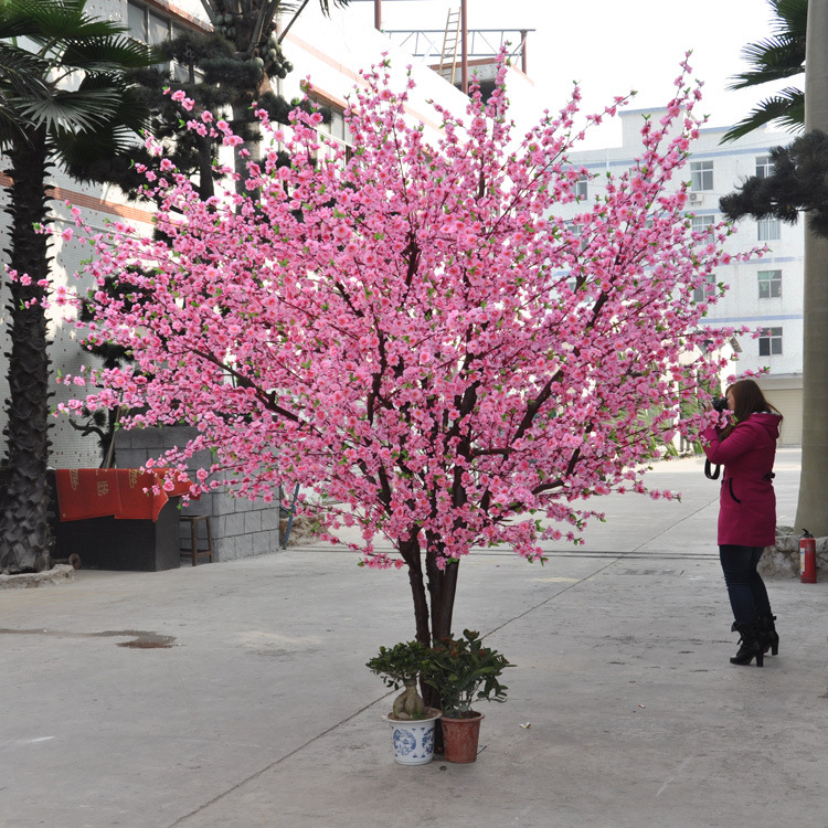 Árbol de durazno artificial melocotón flor artificial salón centro comercial boda exposición decoración piso árbol artificial fábrica ventas directas