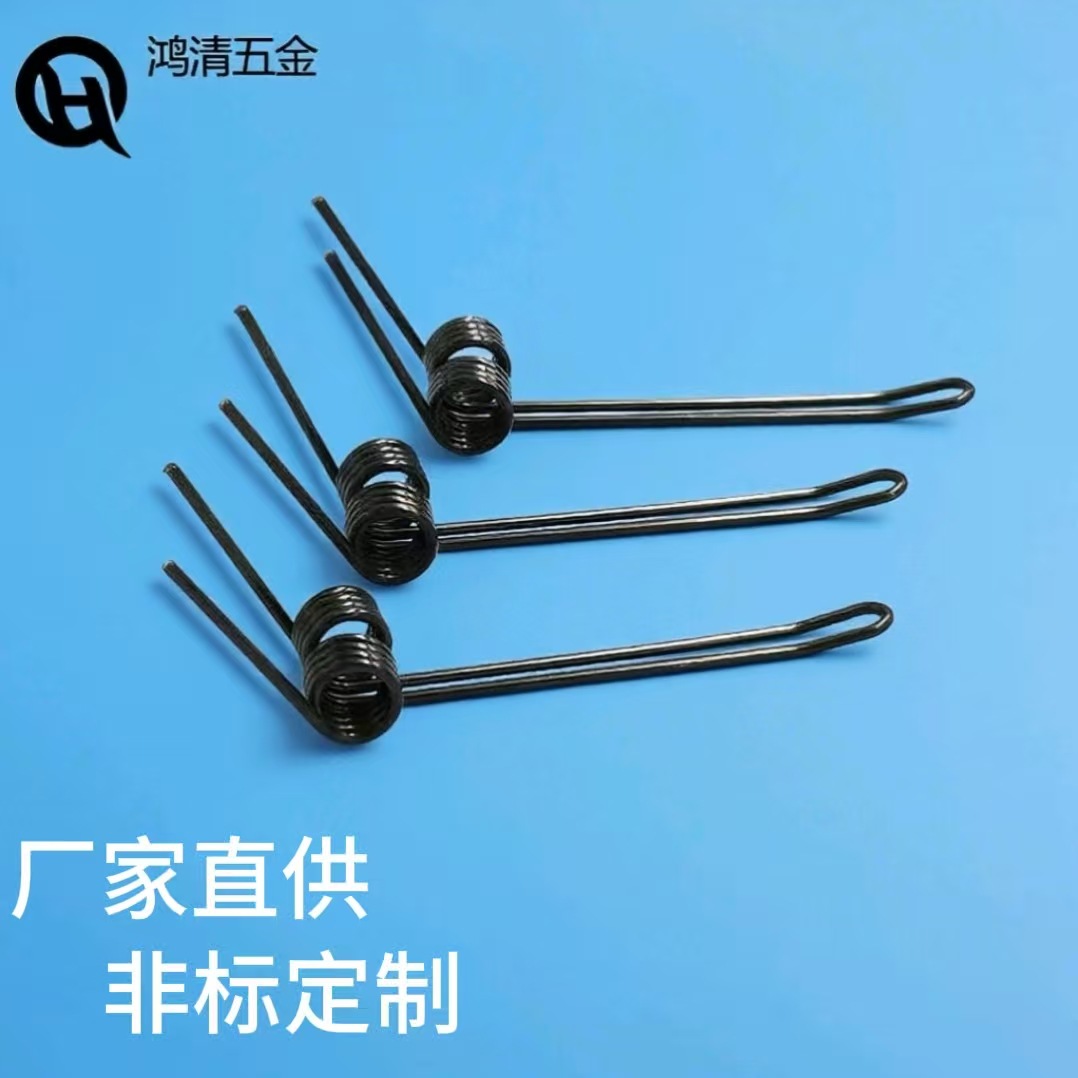 非标定制电子灯门锁夹具碳钢镀黑锌回力涡卷扭力异形转向双扭弹簧