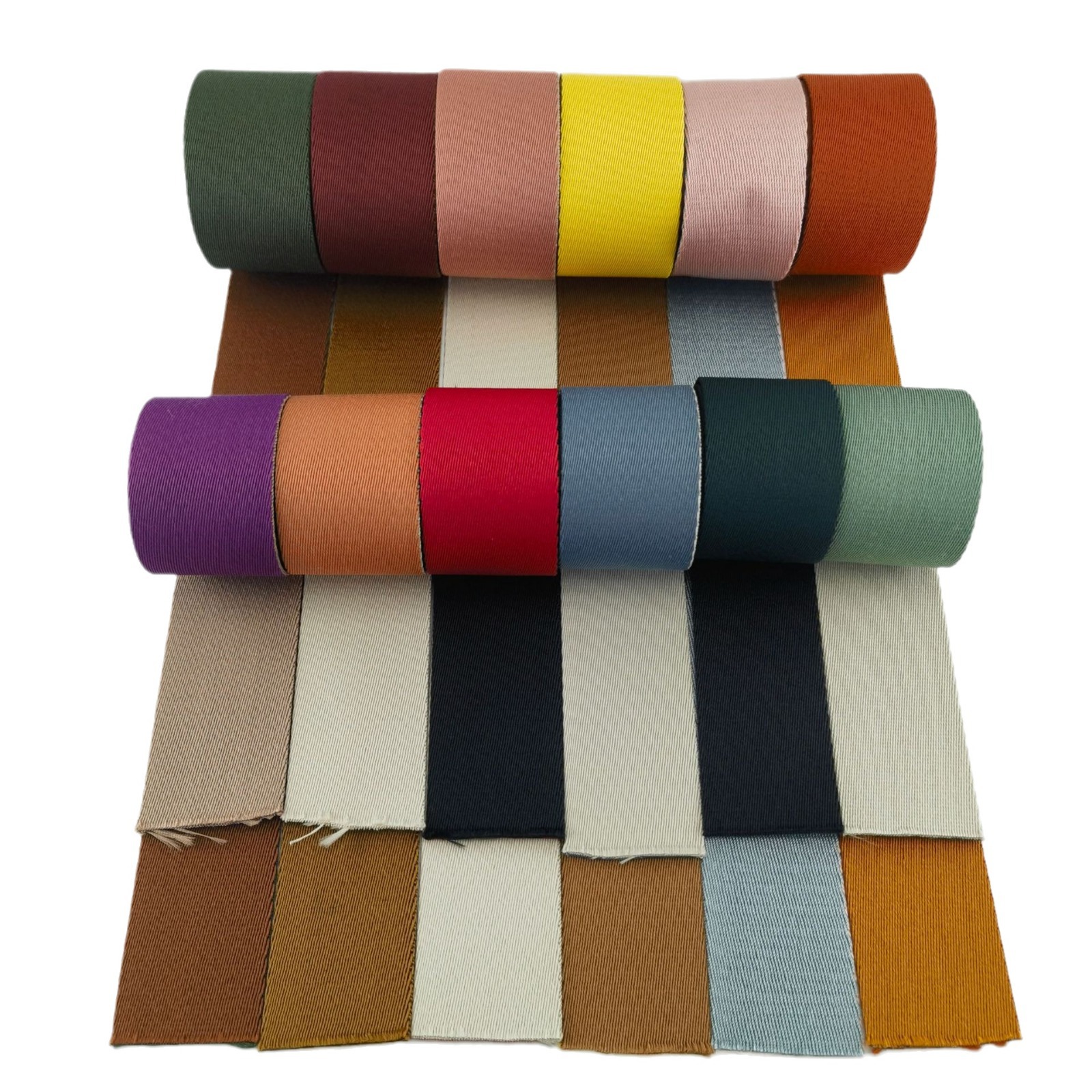 5cm双面加捻丝斜纹织带 浅蓝色 灰色2寸 双面双色色织织带加捻丝