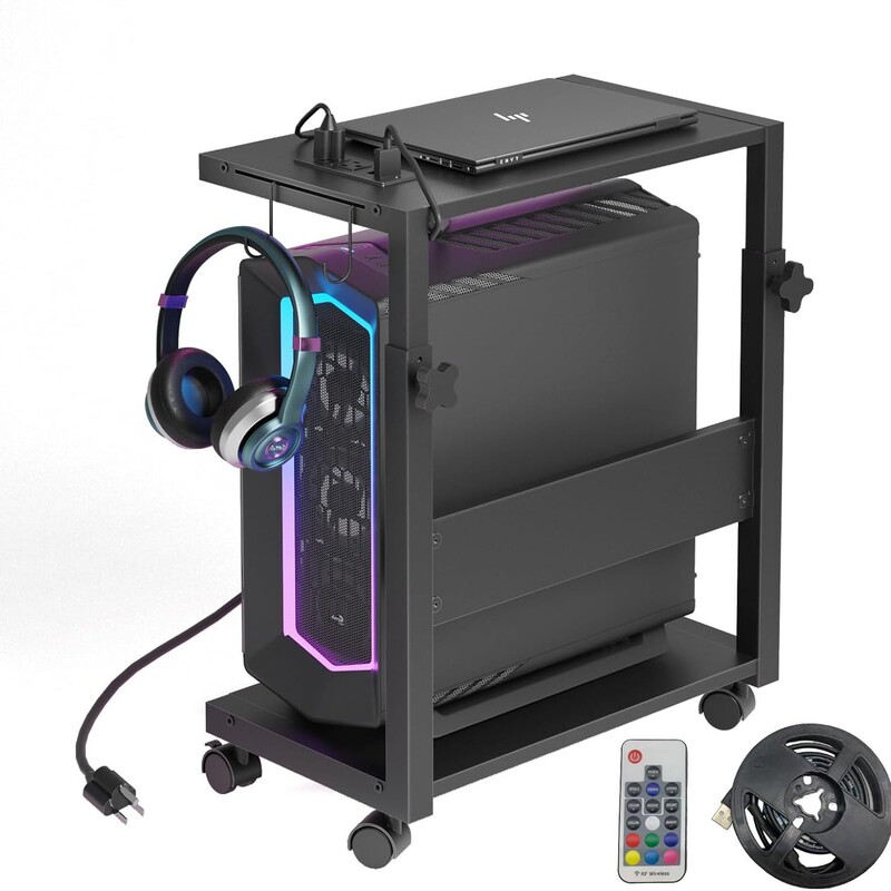 Computer Host Tray Office Desk Side Removable Wheeled Host Box Tray Multi-Layer Floor-Standing Printer Placement Rack