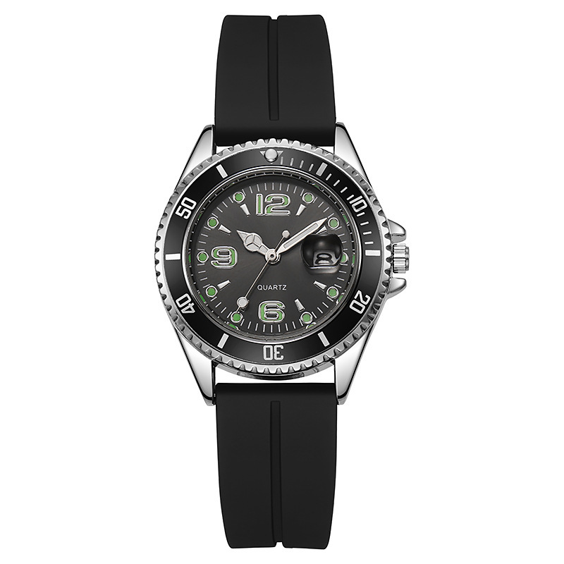 Pareja transfronteriza Moda Deportes Agua verde Fantasma Reloj de cuarzo Ocio Silicona Estudiante Reloj de cuarzo Vida impermeable