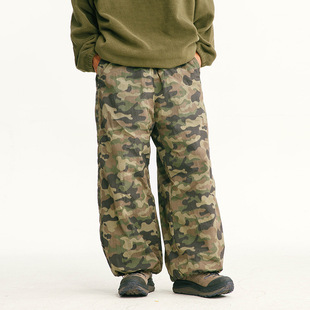 Outdoor three-proof ski casual down pants 2024 new winter 90 white duck down thick windproof camouflage overalls