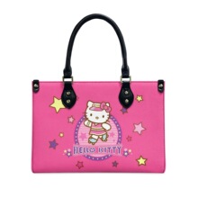 独立站HelloKitty粉色印花皮革手提包跨境热卖卡通可爱女士包包