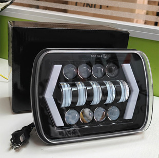 Suitable for Jeep Wrangler Headlight 7inch Square Light Arrow Style Harley Led Headlight 5X7 Turn Signal Daytime Running Light