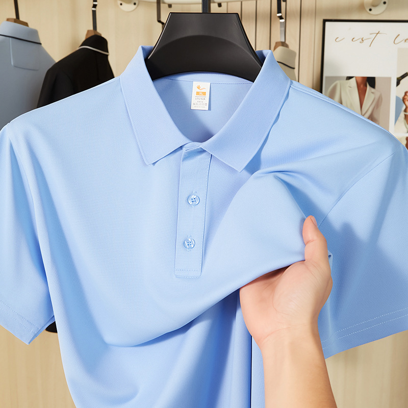2026 New Solid Color Unisex T-Shirt Summer Polo Shirt Short-Sleeved Business Casual Ice Silk Feel Lapel Top
