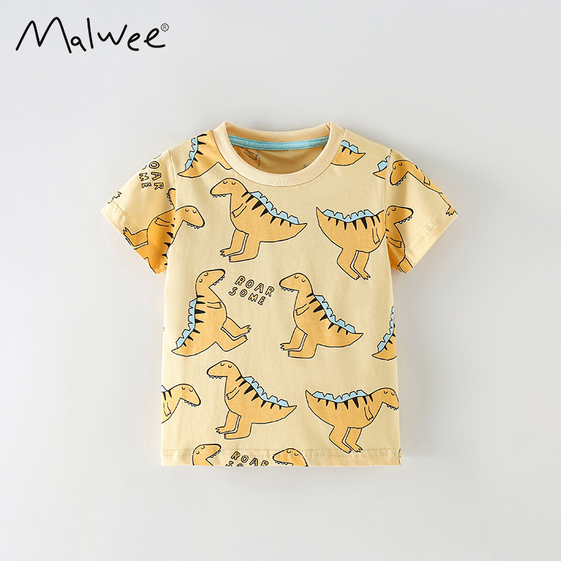 Malwee transfronterizo primavera y verano nuevos productos camisetas de niños suaves transpirables cuello redondo chaqueta de diseño minimalista chaqueta de moda para niños