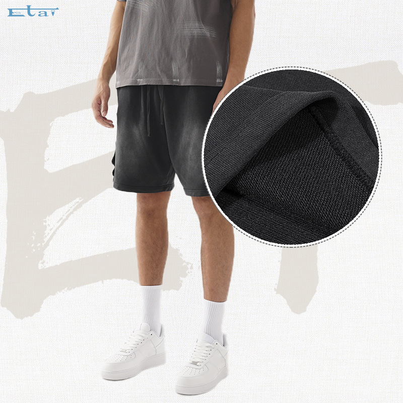 ETAI Hombre| Callejera de estilo americano pulverización de caballo lavado con agua para hacer pantalones cortos viejos, pantalones cortos de algodón de alta calidad