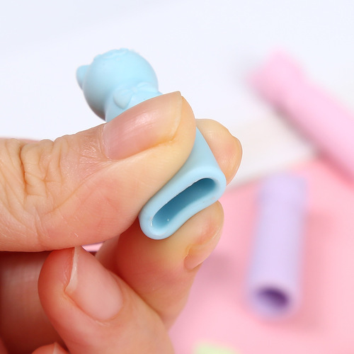 New cartoon pen cap, eraser, pencil extender, traceless and chip-free protective cover, soft rubber cat ear pencil cap