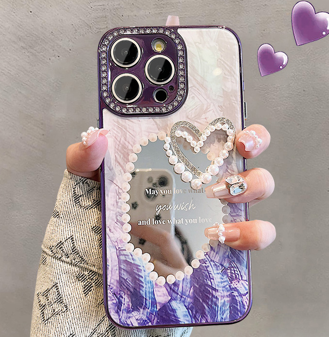 Perla amor púrpura irregular espejo-flash diamante drb