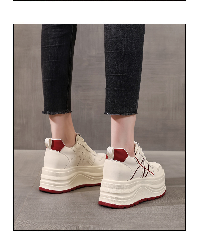 Giày sneaker nữ đế dày tăng chiều cao, phối màu trắng basic, đế bánh mì êm ái — màu sắc chi tiết 13