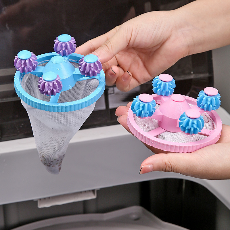 Washing Machine Filter Net Bag Lint Remover Universal Automatic Cleaning Floating Lint Remover Household Hair Removal and Lint Suction Device