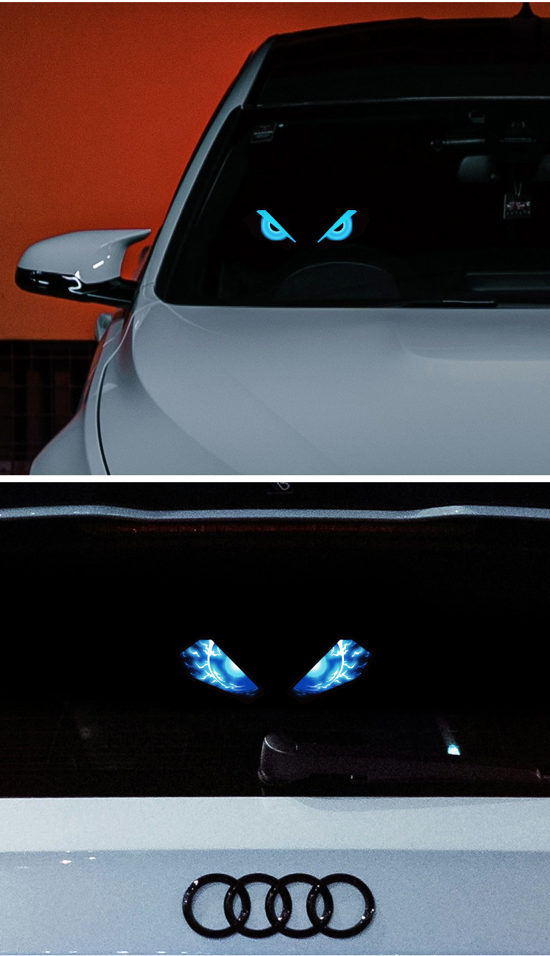 Cross-border solar-powered dynamic devil eye LED expression light warning light for trucks with suction cup eye light
