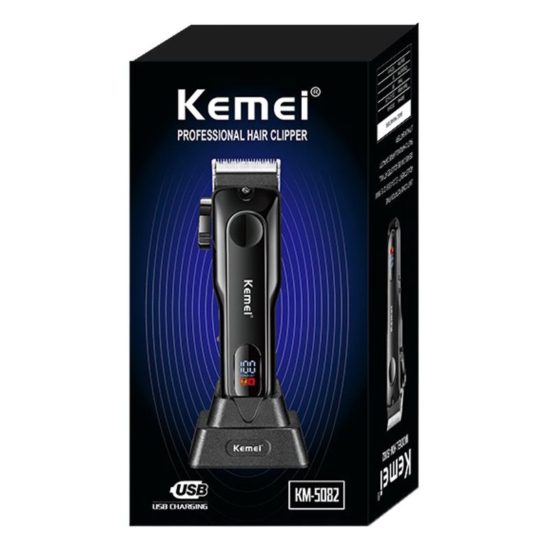 Comei nuevo cortapelos eléctrico KM-5082 transfronterizo nuevo cortapelos con base LED LCD pantalla digital cortapelos
